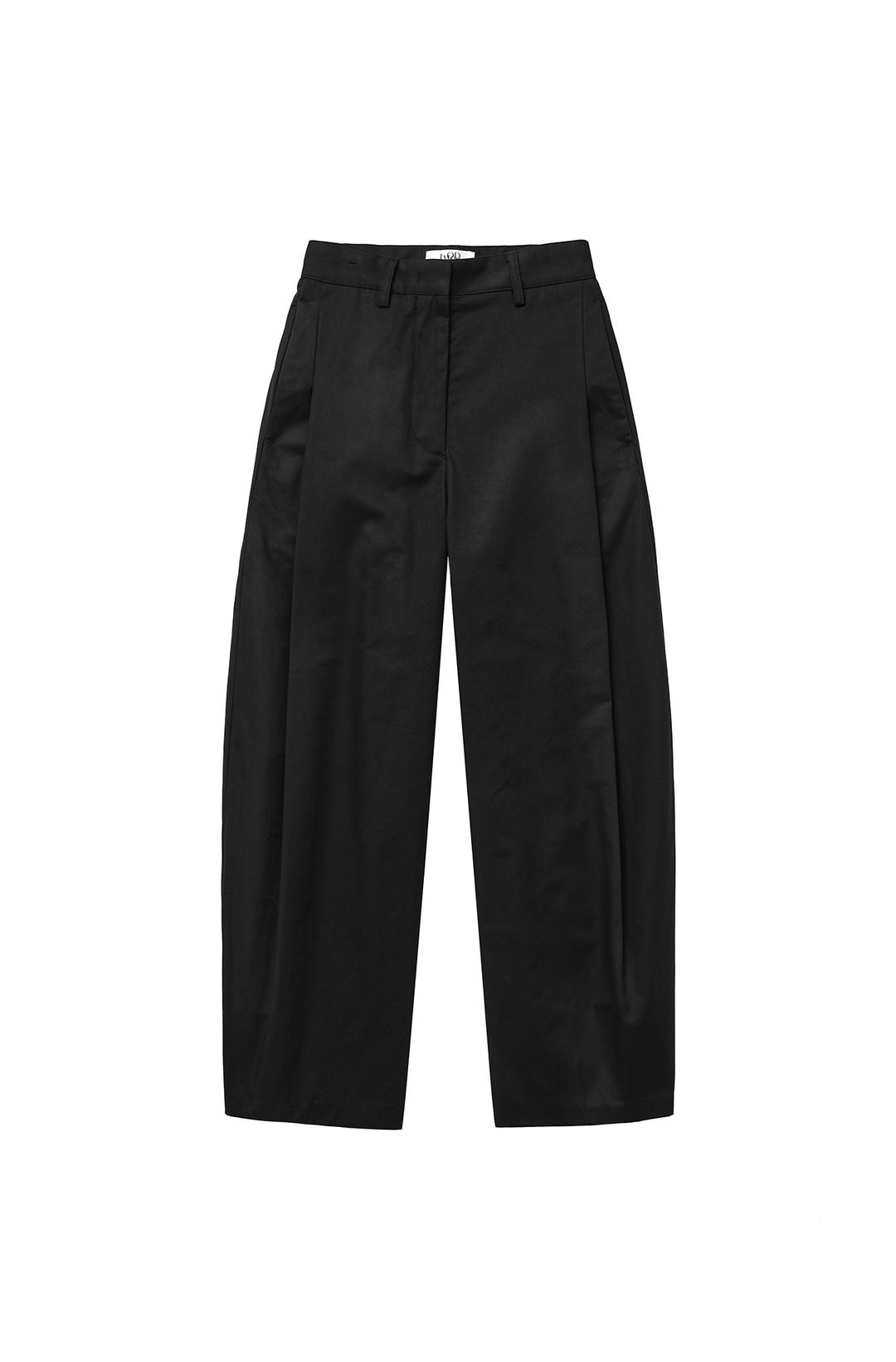 (W) 팟 커브드 코튼 와이드 팬츠 BLACK