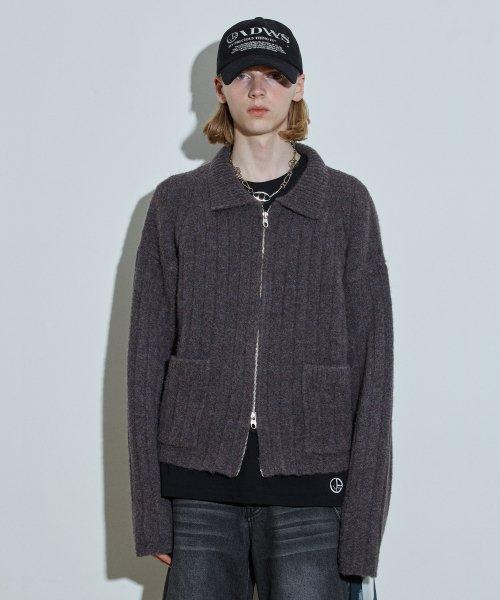 Wave Line Boucle Collar Knit Multi