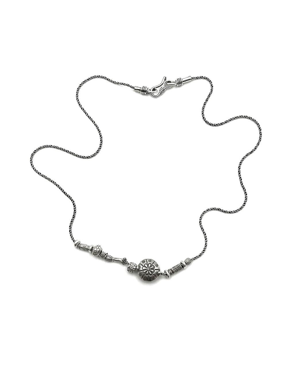 03 (Made) Karen silver Flower irregular beads Necklace : 엔칸토