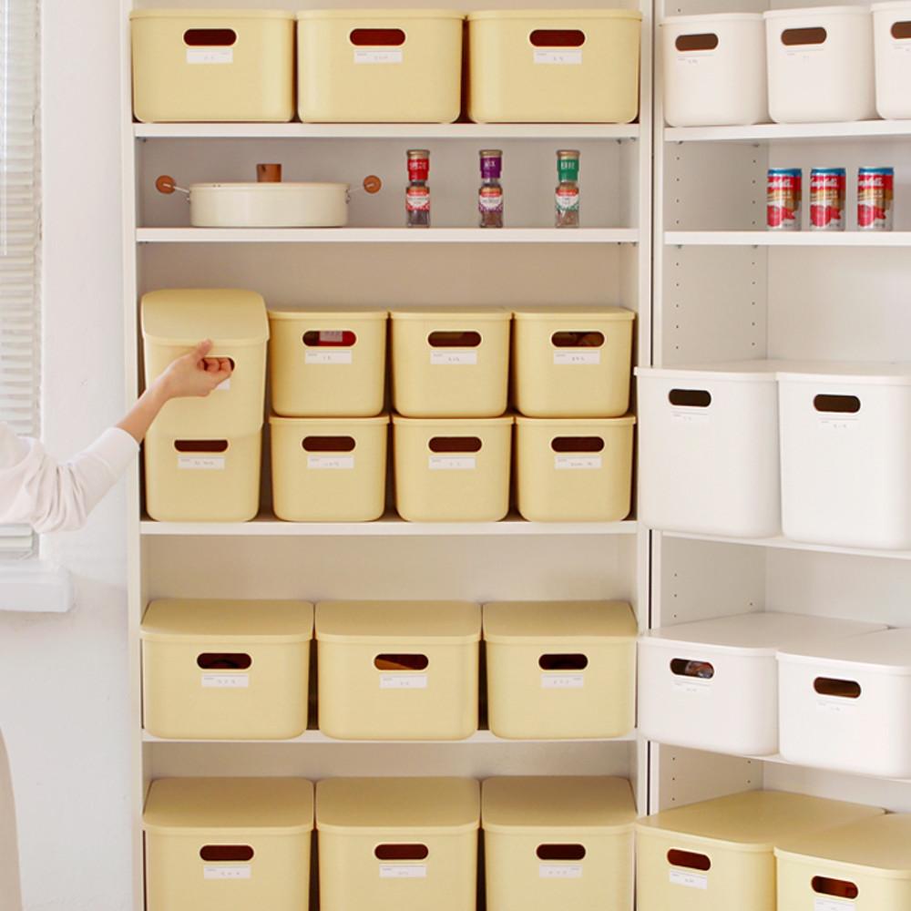 [네임택증정]모노블 팬트리 수납 정리함 리빙박스(S)1+1 오픈형 총2P