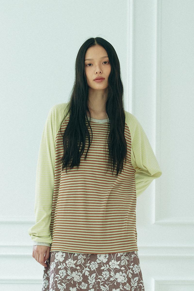 Stripe Raglan Sleeve Tee (Lime/Lemon)