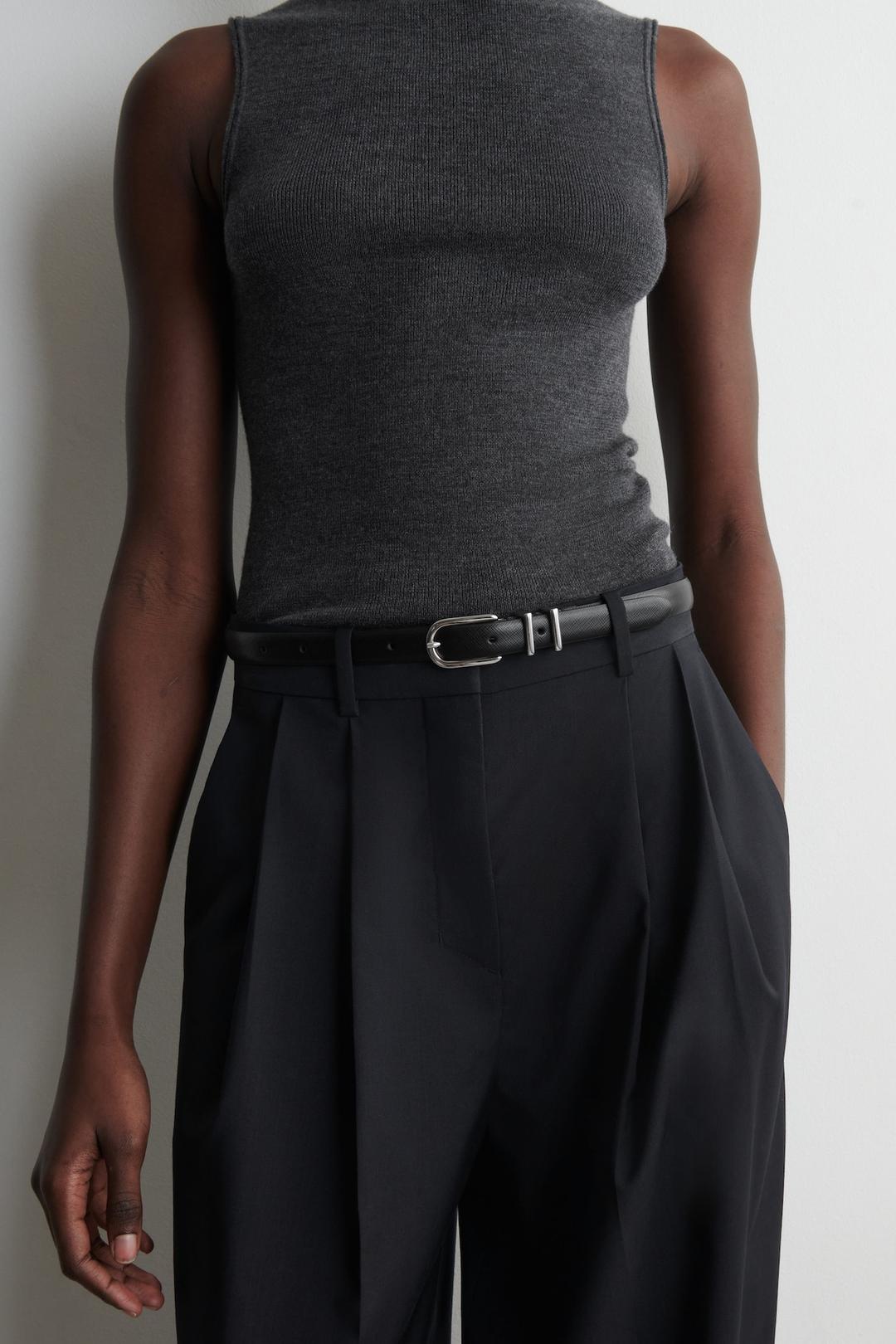 SAFFIANO LEATHER BELT - BLACK | COS