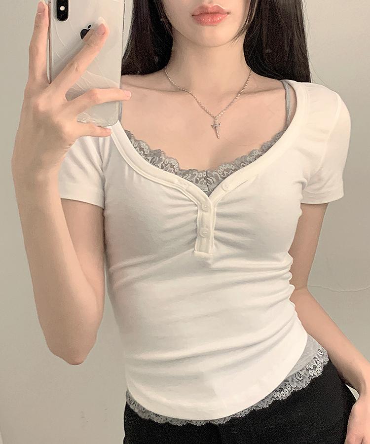 피치빈 바닐라 버튼 티 (3color)