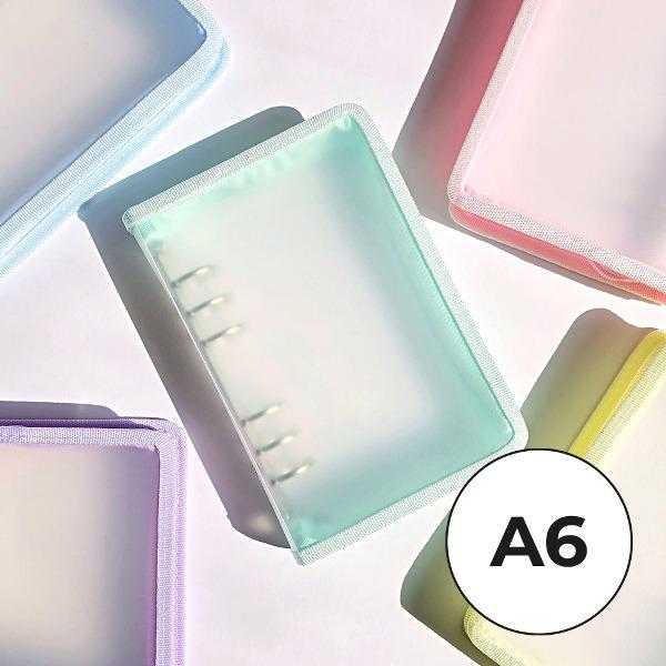[A6] 6공다이어리 반투명 지퍼 커버 파스텔 시리즈