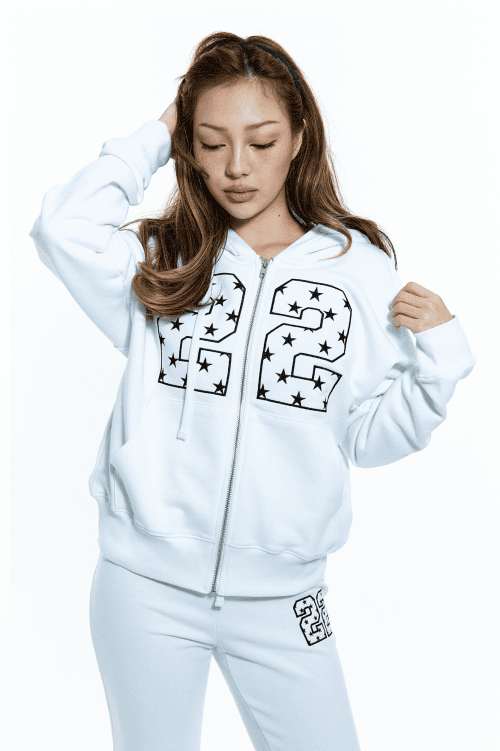 22 STAR ZIP-UP HOODIE (WHITE)