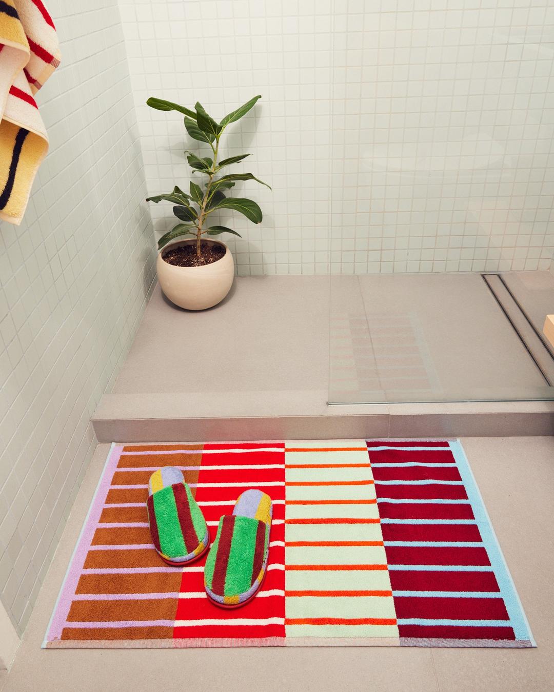 House Stripe Bath Mats - Copper