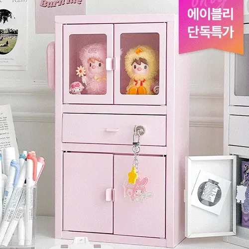 [🩷신상단독특가🩷]코튼캔디 파스텔 미니 캐비닛 철제 피규어 수납 정리함 인테리어 오브제 캐비닛 인형정리 남자 아이돌 연예인 포카 다꾸 정리 보관 소품 생일선물 금고 옷장
