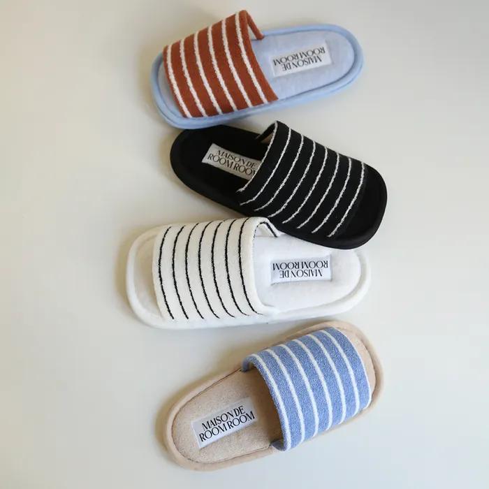 [29cm 단독] [선물옵션] 1+1 컴포트와이드 스트라이프 2중쿠션 층간소음 테리 홈 실내화