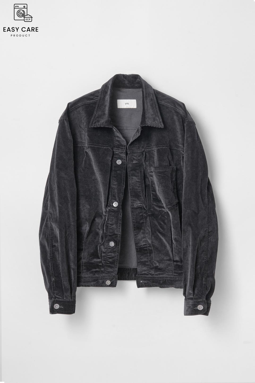 CHARCOAL YRS TYPE-1 BOIL EFFECT CORDUROY TRUCKER JACKET (ECP GARMENT PROCESS)