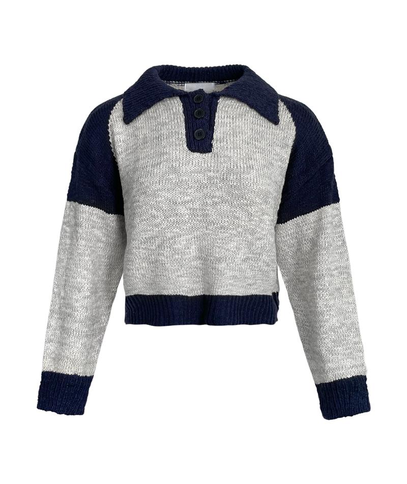 믹스 버튼 루즈 니트