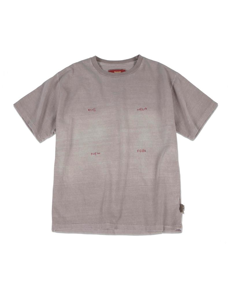 'KUSNEUF NEW YORK' Sun fade T-shirt [beige] / '쿠스너프 뉴욕' 손자수 선페이드 티셔츠 [베이지]