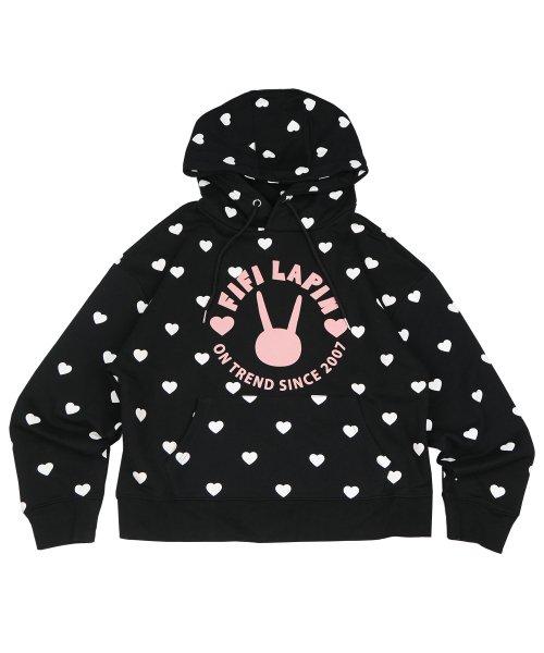 여성용 하트 패턴 후드 티셔츠/FS9WHD03F BLACK