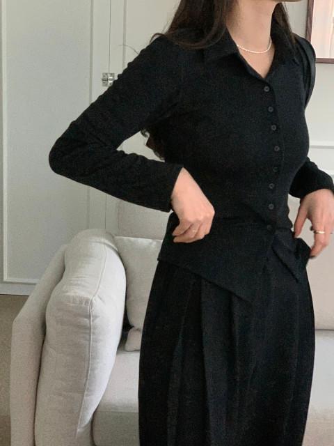 [레이어드] 버튼 카라 티셔츠 (3color)