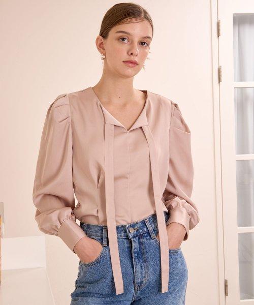 스트랩 블라우스 베이지 T23]