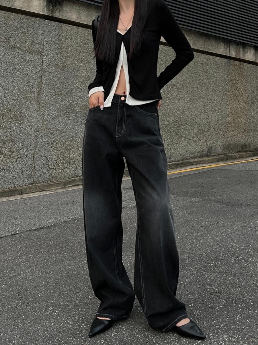 Ebony Wide Denim Pants (black)