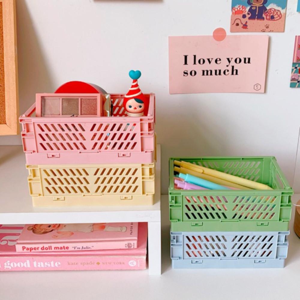 파스텔 키치 소형 접이식 미니 폴딩 박스 소품 보관 다꾸용품 정리함