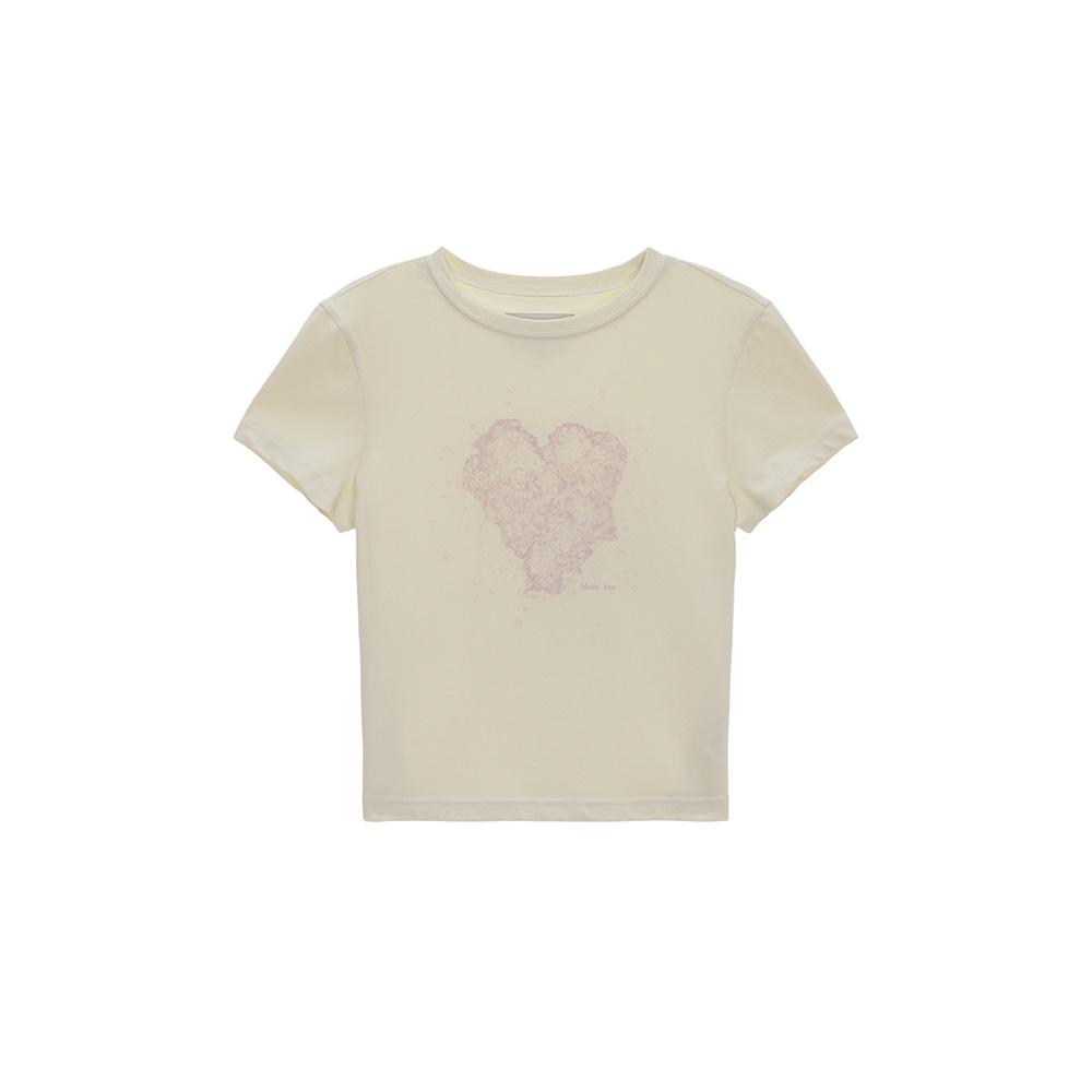 HEART GRAPHIC CROP TOP IN BUTTER