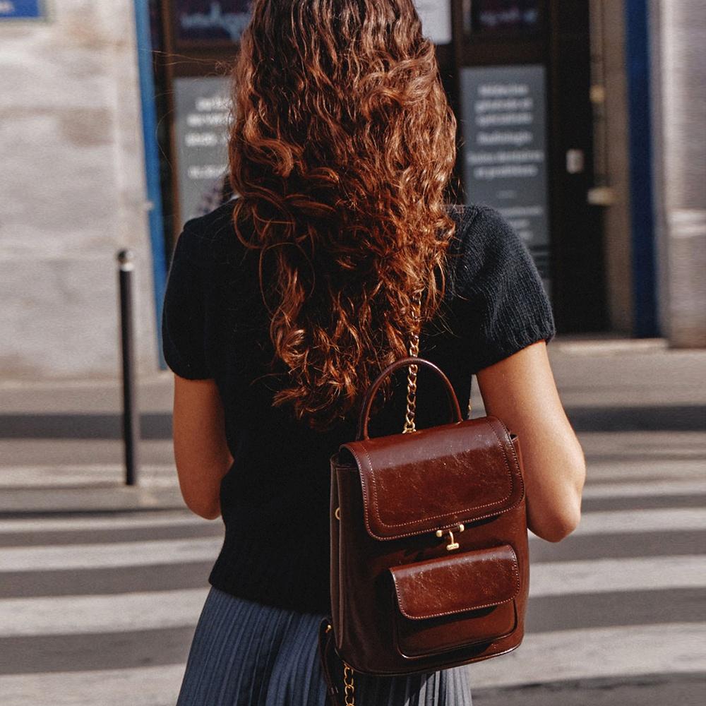 [Demeriel] Tilda Chain Backpack Choco Brown