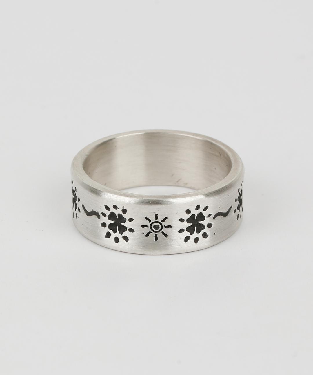 Clover pattern rail ring (925 silver)