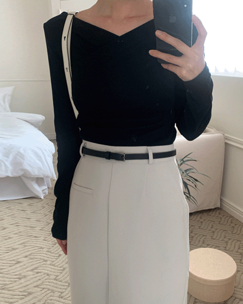 포레드센느 로젯 H라인 롱 스커트 (벨트set) 3color