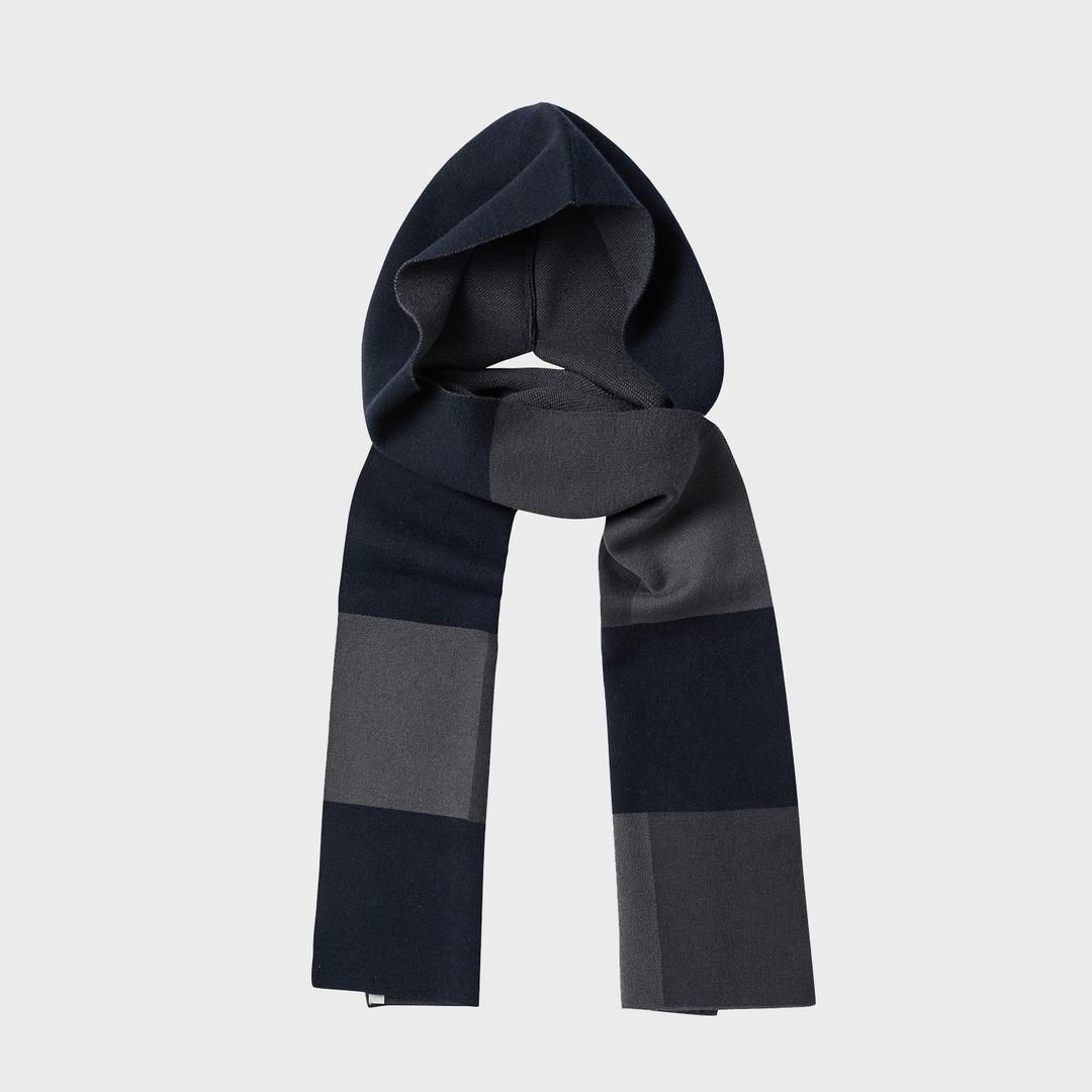 JACQUARD HOODED MUFFLER (Navy)