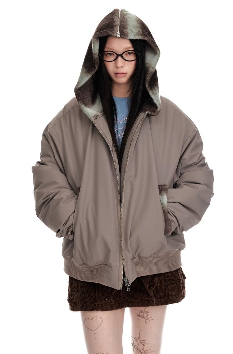 JIKOO Fur Collar Quilting Work Jacket