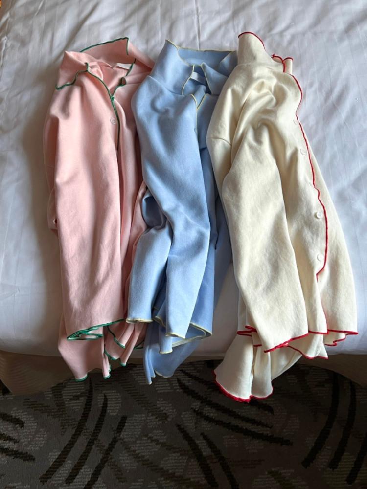 [마인드핑거] 스티치 코튼 파자마 잠옷(3color)-long