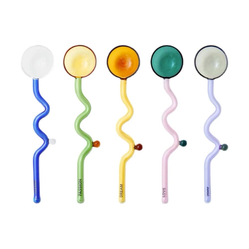 홈카페 웨이브 커피막대 유리숟가락 디저트 글라스스푼