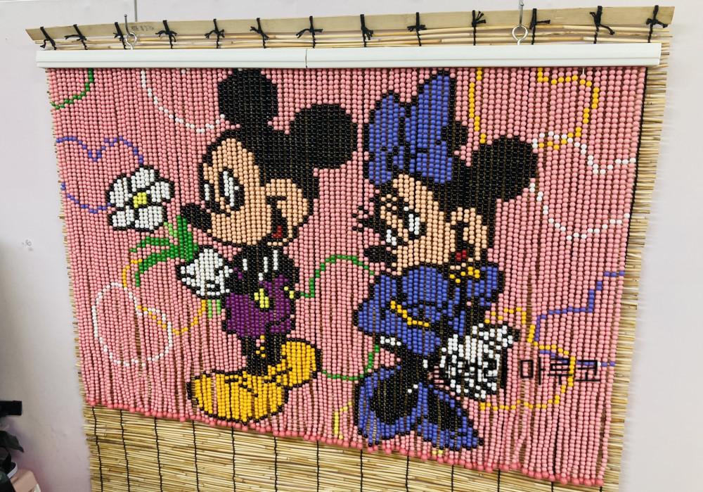 일본 레트로 미키 미니 하트 구슬발. 비즈발