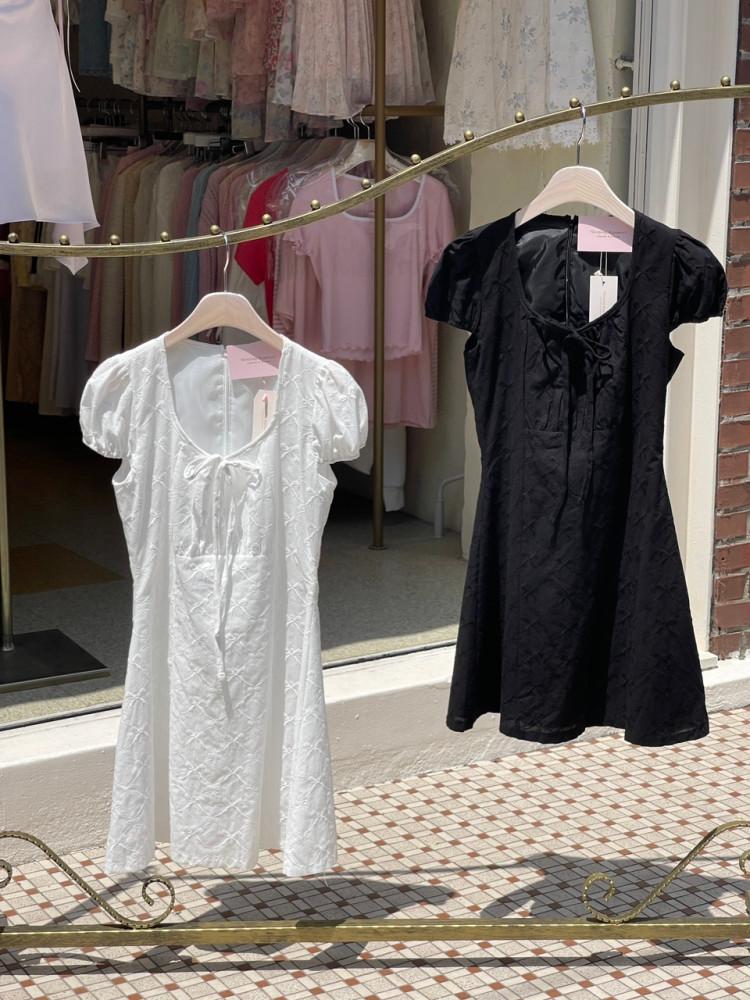 리본자수미니원피스 레이스원피스 여름여행원피스