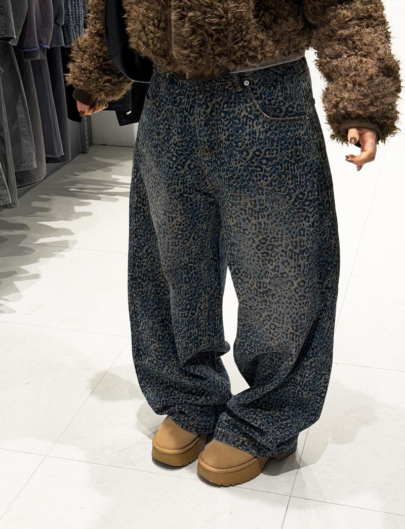 [주문폭주❤️] 피누 호피 데님 팬츠 (unisex)