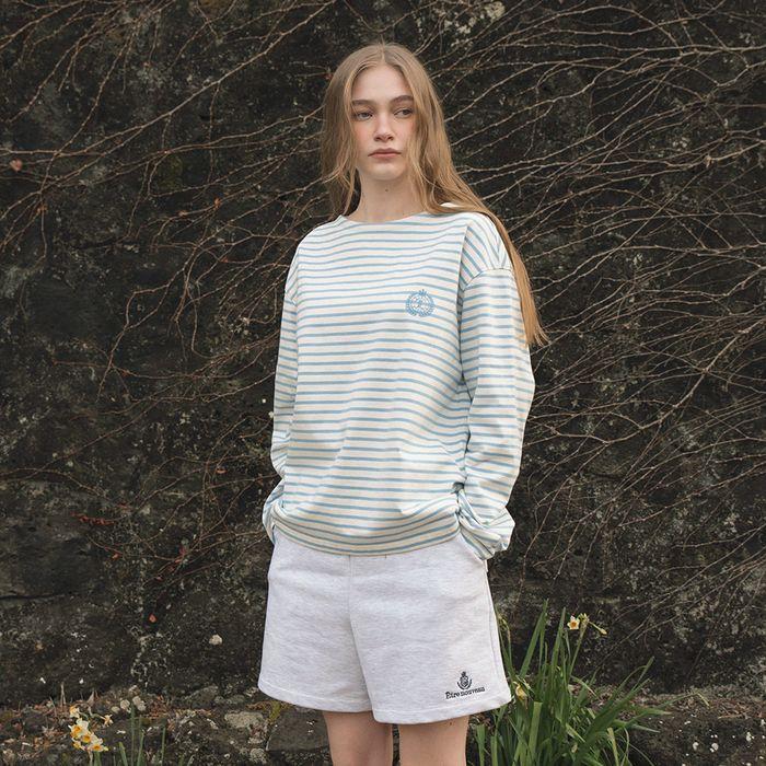 ERICA embroidery stripe T-shirt_SKY BLUE