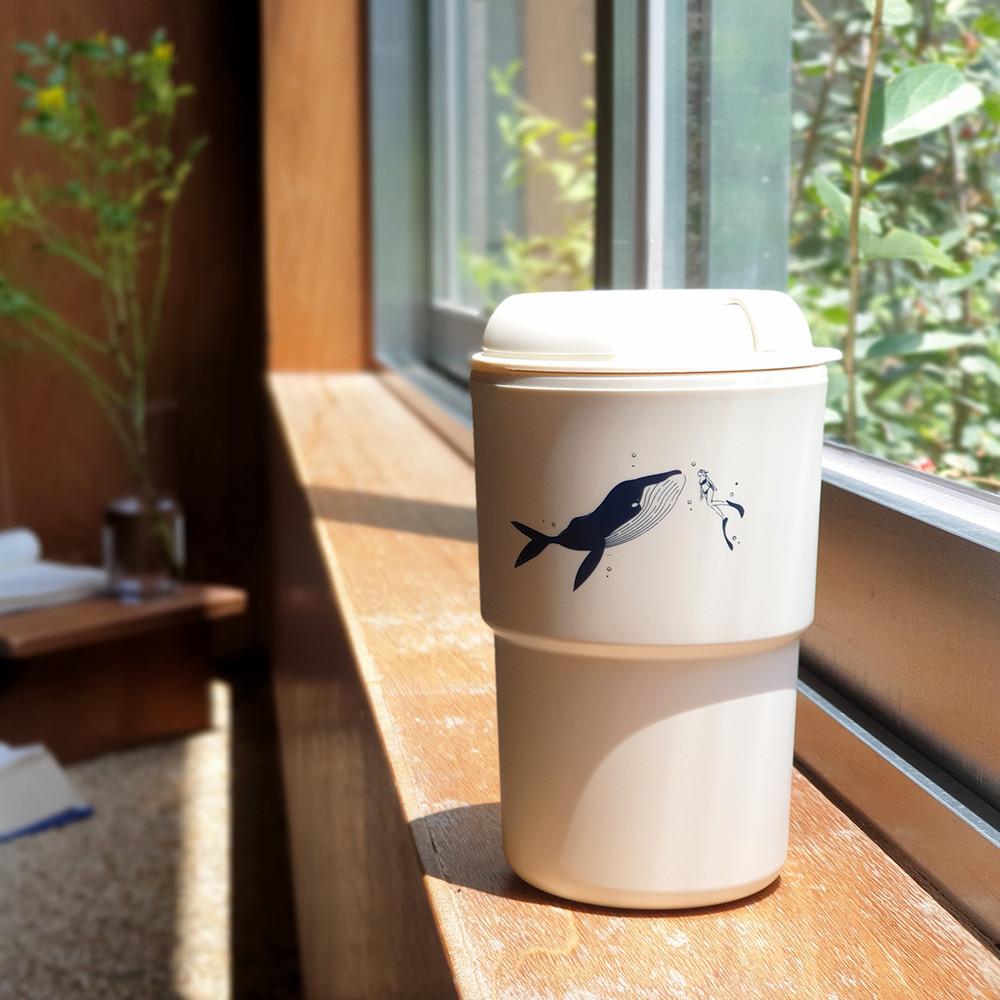 [환경 후원] 안녕 고래 리유저블컵 / 아이보리 350ml 사무실 홈카페 월머그 텀블러