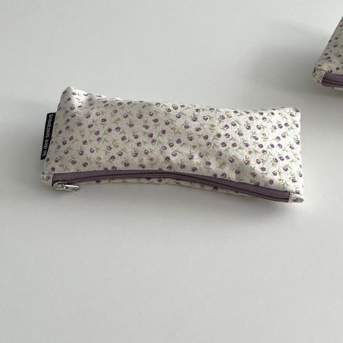 연보라 꽃 필통(Light purple flower pencil case)