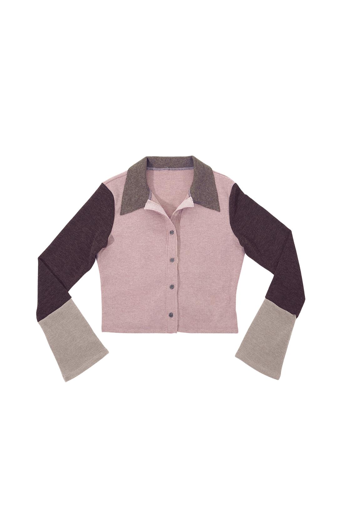 MULTICOLOR KNIT SHIRT # PINK BROWN - 달링유어배드