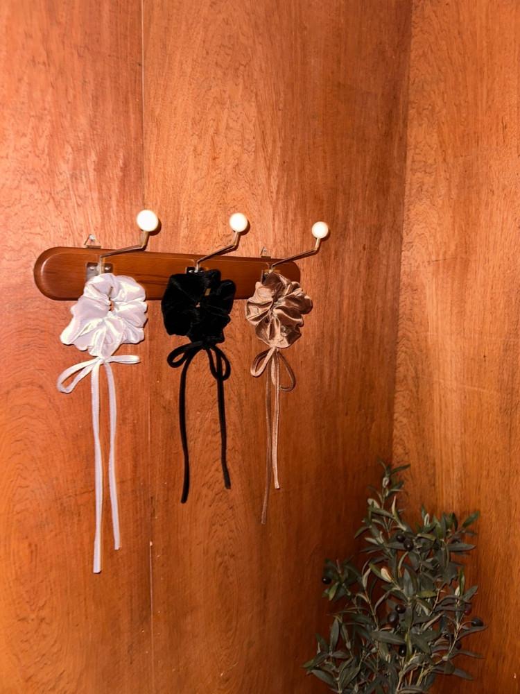 벨루아 리본 끈 벨벳 스크런치 곱창머리끈