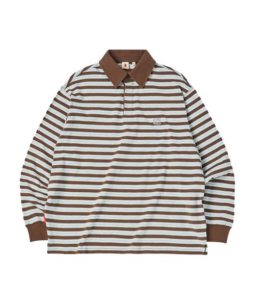 꼬모니노즈(COMONINOZ)  RUGBY STRIPE T-SHIRT [BROWN] - 사이즈 & 후기 | 무신사