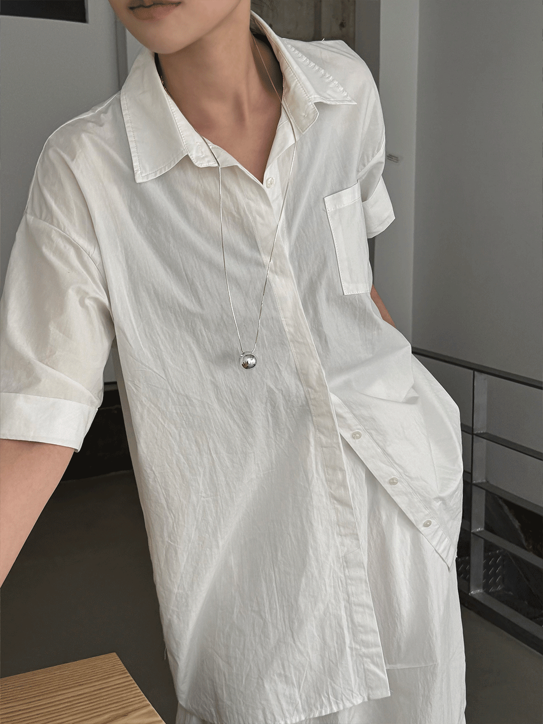 브롱킴 OVERSIZE COTTON SHIRTS TOP