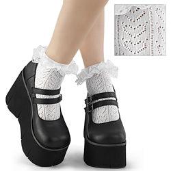 Heart Net Ruffle Sock - White Nylon & Spandex / 1
