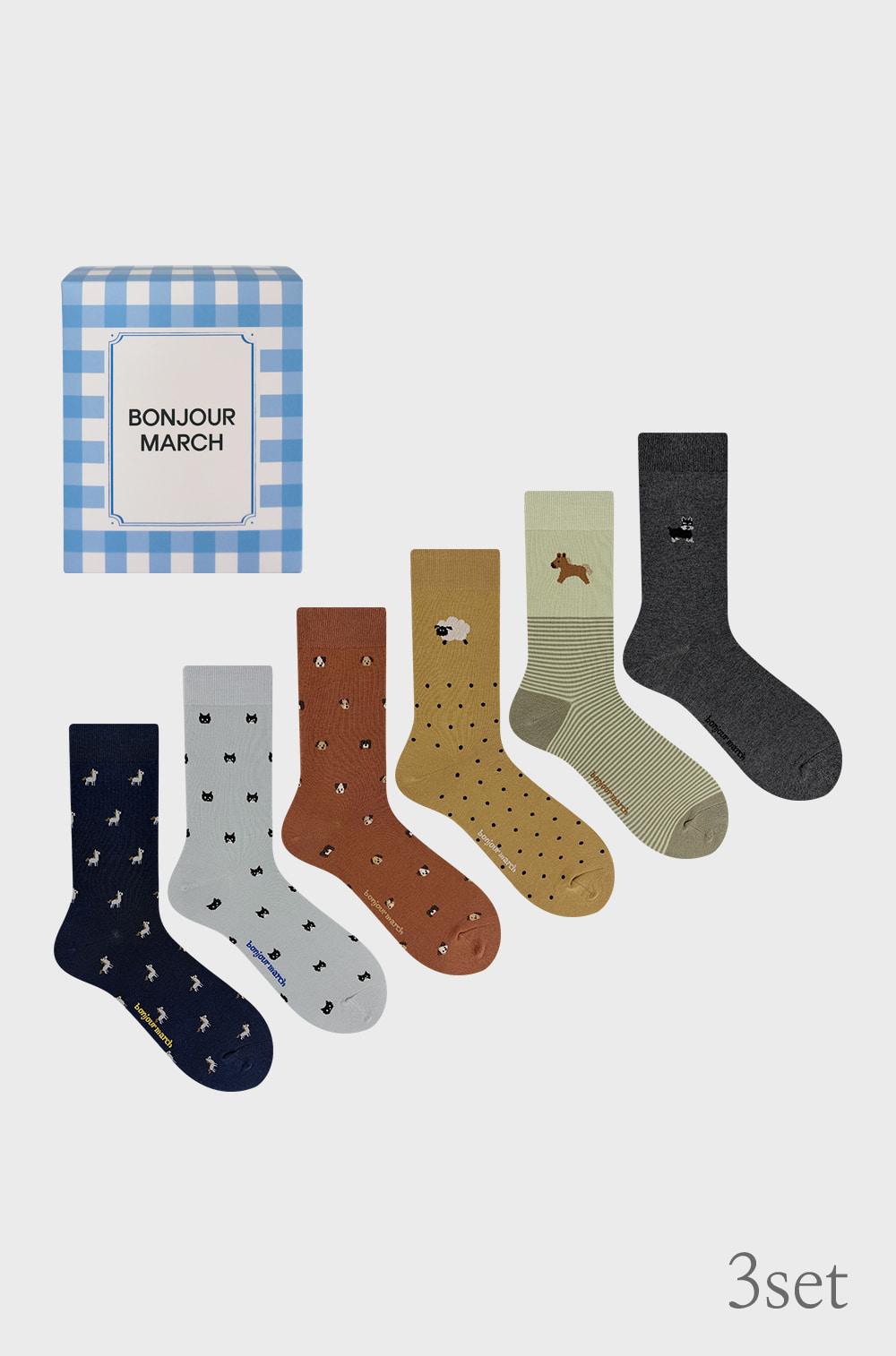26SS Men’s animal pattern socks 3set