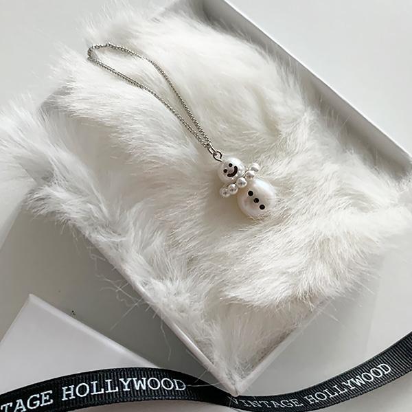 [있지 류진 착용]Snowman Pearl Necklace