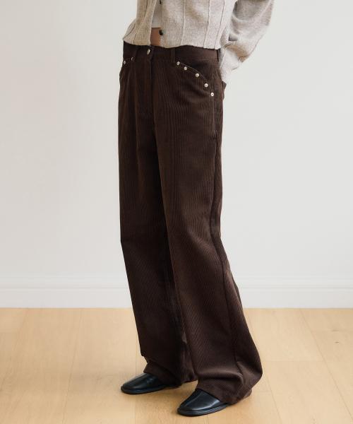 브릿지 세미 와이드 코듀로이 팬츠 [brown]