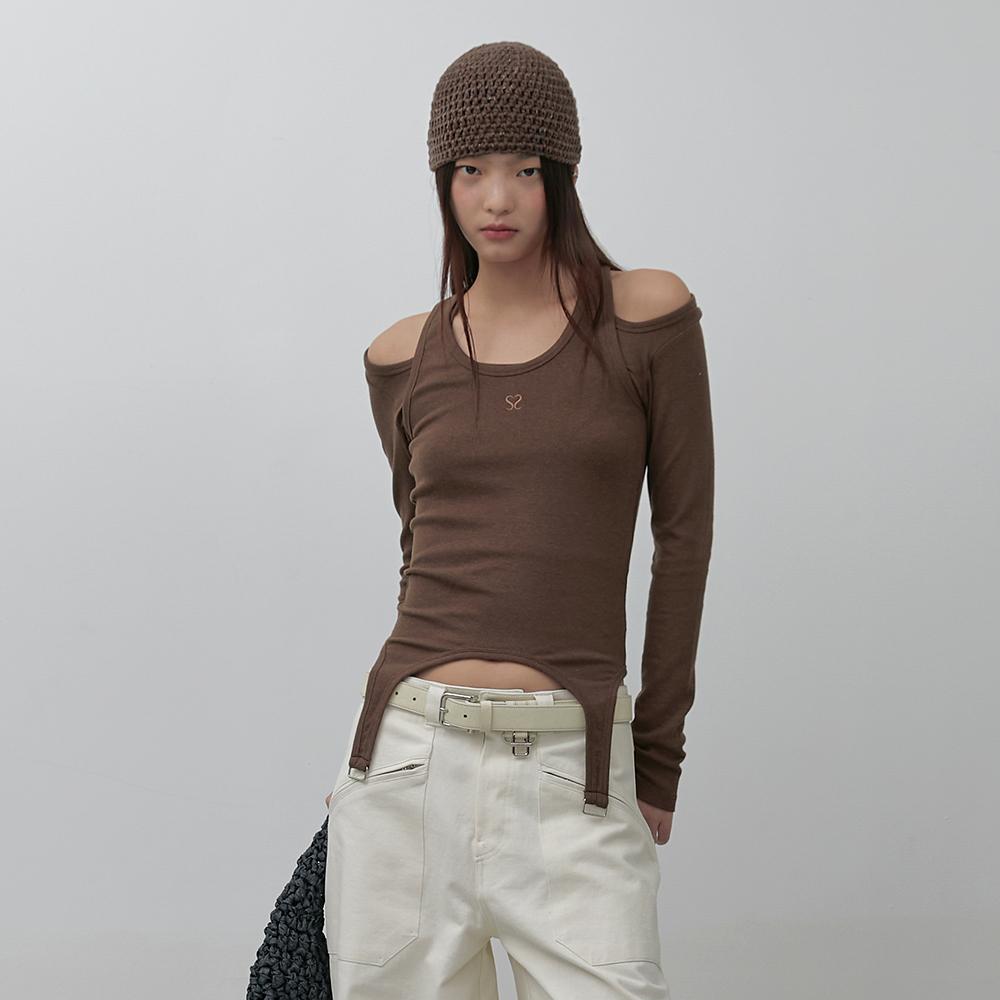 ANGORA LAYERED TOP, BROWN