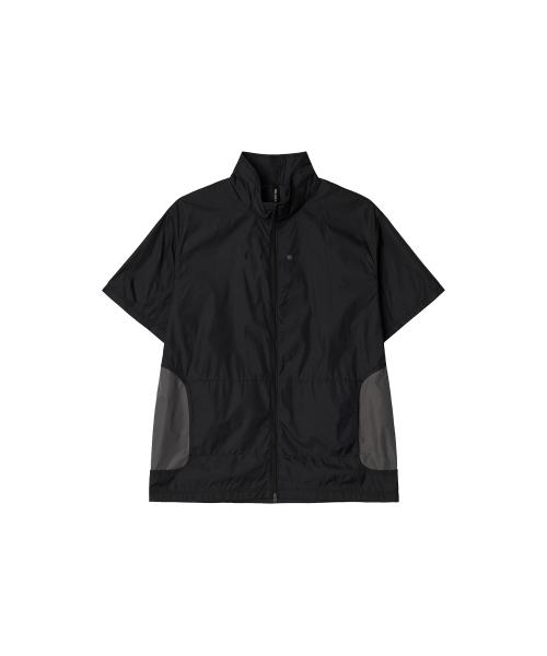 Light Nylon Half Sleeve Zipup Black