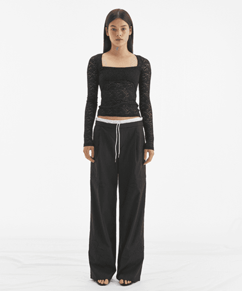 ROSE DOUBLE WAIST PANTS / BLACK