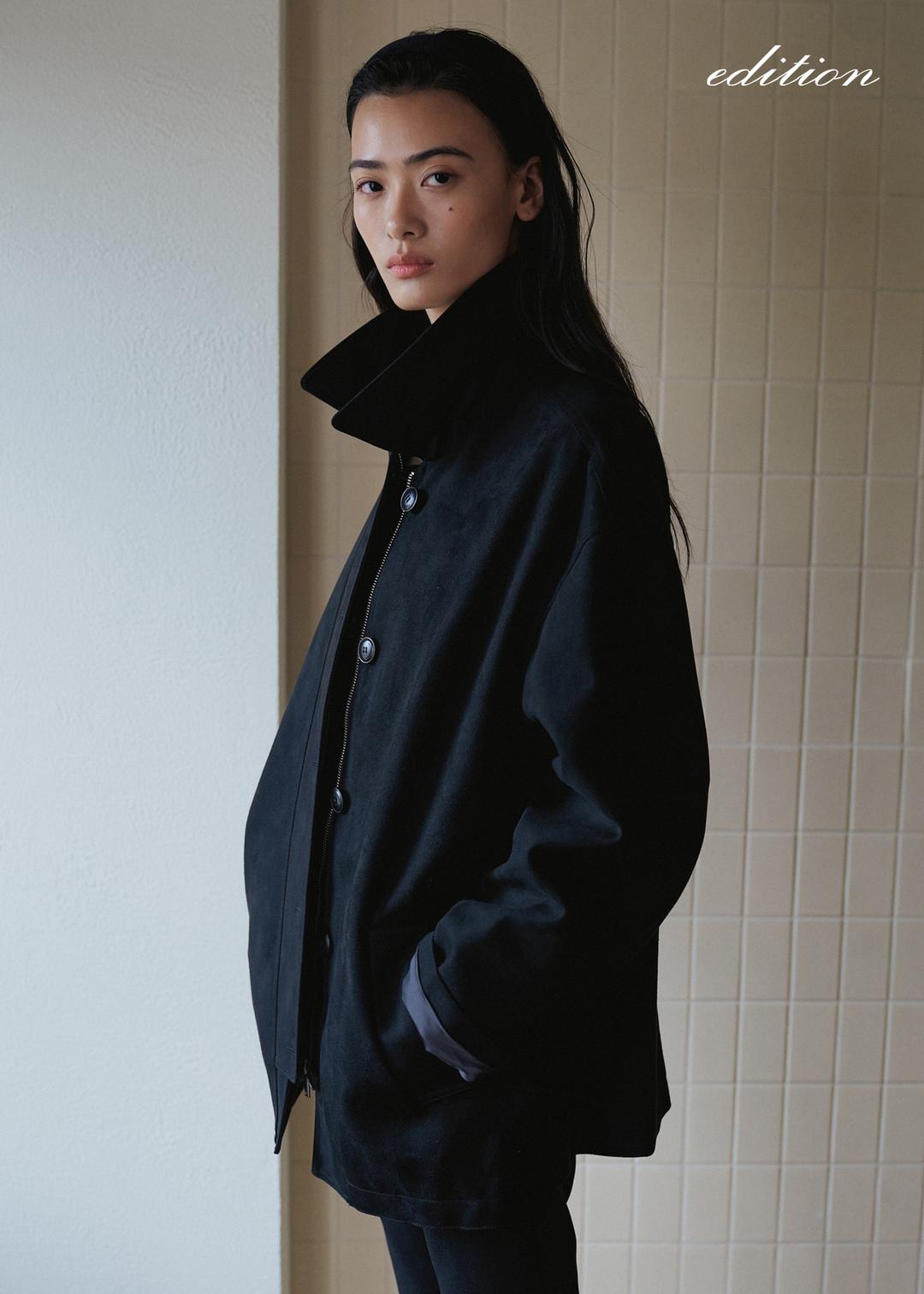 SUEDE HALF JACKET (BLACK)