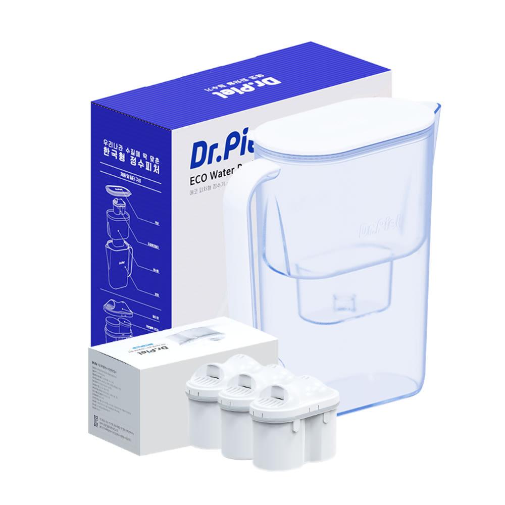닥터피엘 에코 피처형 정수기 1년 세트(한국형 미니 정수기 / 본체&필터3개)