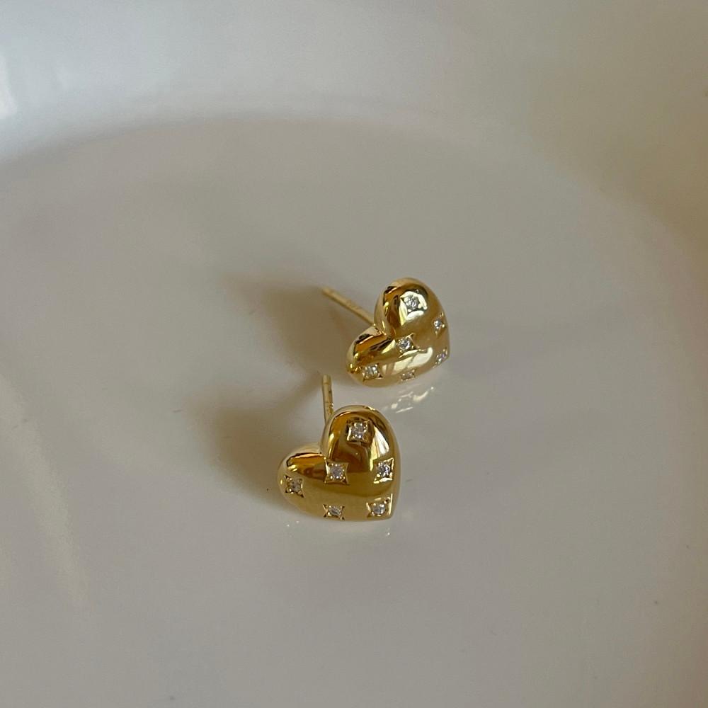 마고 925 엘리 하트 큐빅 귀걸이