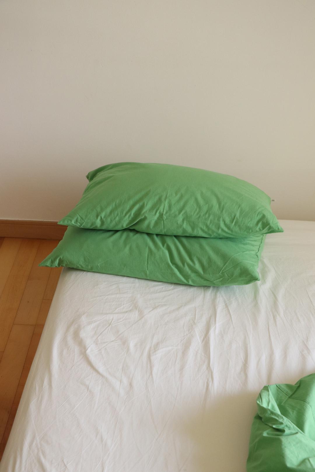 Yellow green cotton pillow cover