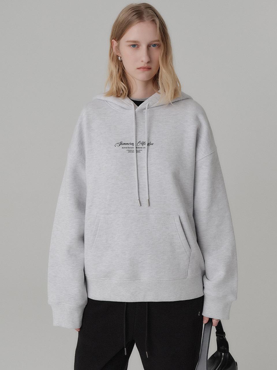 룩캐스트 윈터 시그니처 시즈날 기모 후드_화이트 그레이 / WINTER SIGNATURE SEASONAL GIMO HOODIE_WHITE GREY